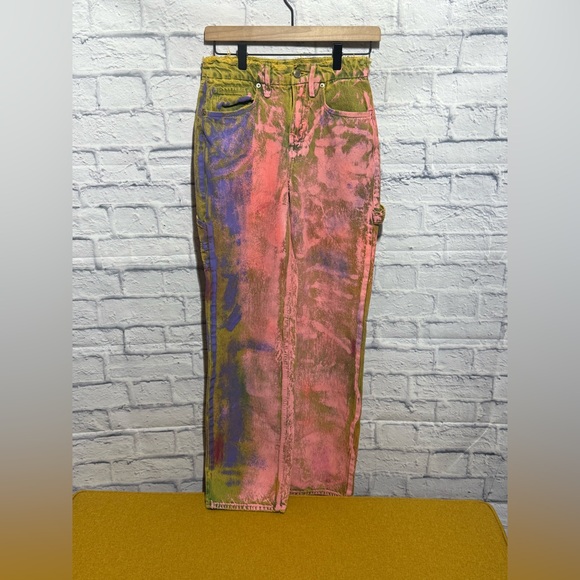 Good American ‘90’s Painted Carpenter Jeans, Size 00/24 - Picture 1 of 5